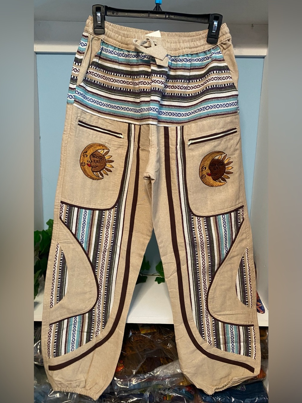 Boho Kantha Embroidered Sun & Moon Super Comfortable Pants